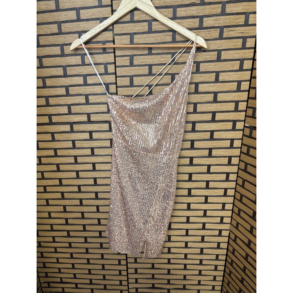 Hello Molly Bronze One Shoulder‎ Dress Size Small